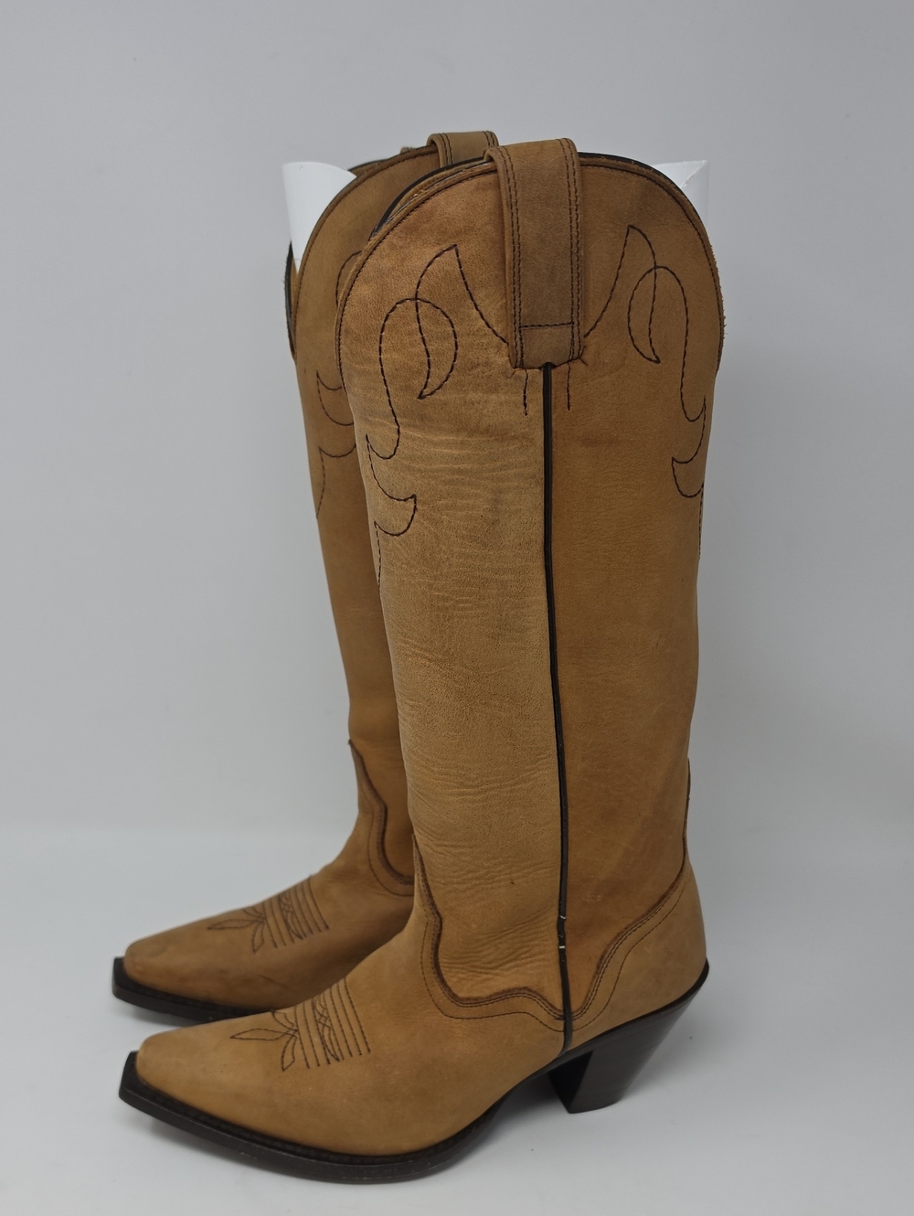 J.B. Dillon Classic Tan Western Cowboy Boots Women's Tall Leather Boots Size 6